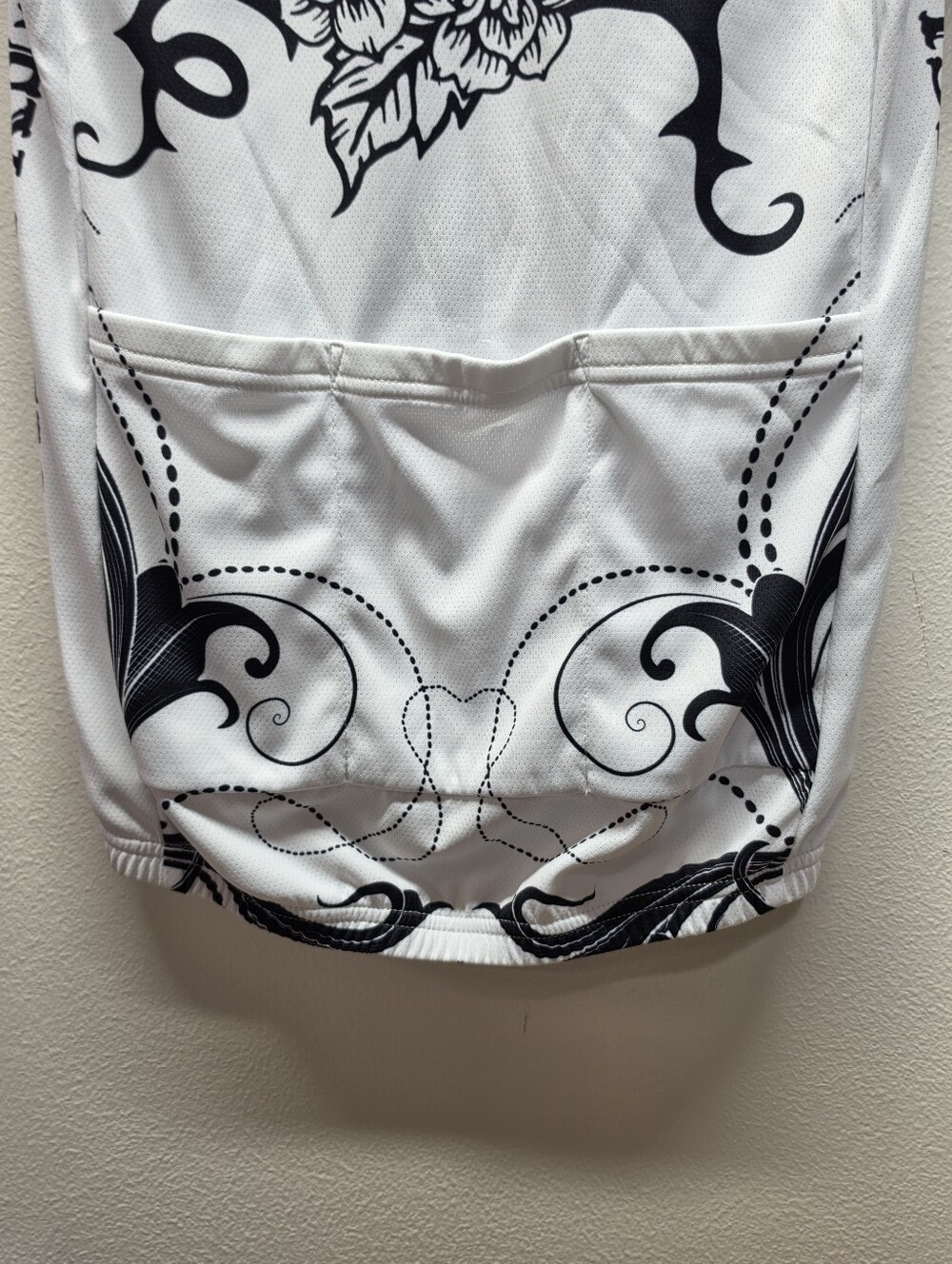 Betty Designs Cycling Jersey Women's M Skull Floral White Black Zip Up - Picture 6 of 8